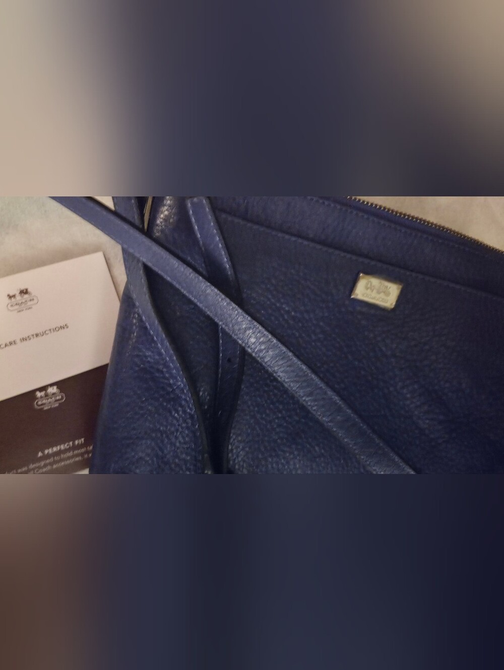 Coach Pebbled Leather Messenger Bag - Dark Blue